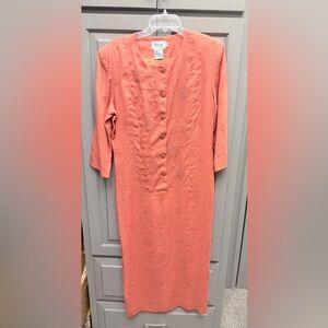 Elegant Coral Long Sleeve Dress